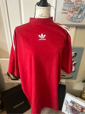 Balenciaga & Adidas Colab Red Men’s Athletic Tee